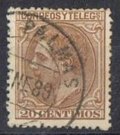 Sello 20 Cts Alfonso XII, Fechador LAS PALMAS, Num 203 º - Used Stamps