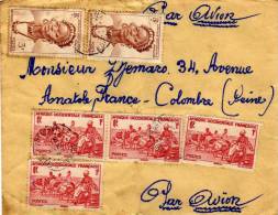 Enveloppe - Afrique Occidentale Française - 3f Et 1f - Par Avion (Manuscrit) - Lettres & Documents