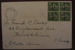 France - Lettre Magnifique Et Rare Avec Bloc De 4 Timbres Semeuses 40c+10c CdA Obl De Paris Pour Les USA - 1927-31 Cassa Di Ammortamento