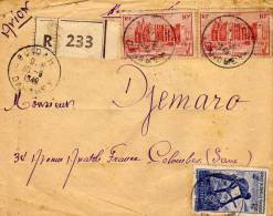 Enveloppe - Afrique Occidentale Française - 10f Et 4f - Par Avion (Manuscrit) - R 233 - Affanchis : Cotonou  Et Ouidah? - Covers & Documents