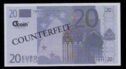 Test Note "CT Coin" Testnote, 20 EURO, Beids. Druck, RRR, UNC - Other & Unclassified