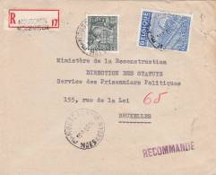 768+771 Op Brief Aangetekend Met Stempel MOUSCRON / MOESKROEN (VK) - 1948 Export