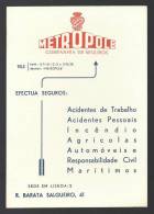 PORTUGAL - METRÓPOLE - COMPANHIA DE SEGUROS - LISBOA - MATA BORRÃO - BUVARD - BLOTTER - 147x210 Mm - 2 Scans - Banca & Assicurazione