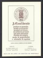 PORTUGAL - A CONFIDENTE - LISBOA - PORTO - MATA BORRÃO - BUVARD - BLOTTER - 150x212 Mm - 2 Scans - Banque & Assurance