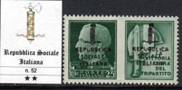 ITALY - R.S.I. - Propaganda Guerra N. 52 - Cat. 175 Euro - GOMMA INTEGRA - MNH**- LUXUS POSTFRISCH - Propaganda Di Guerra