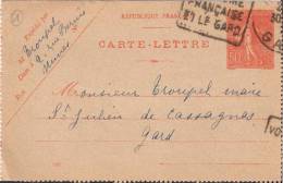 Cartes-lettres N° 15 - Nimes 30.10.1929 - St Julien De Cassagnas - Cartes-lettres