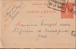 Cartes-lettres N° 15 - Nimes 30.10.1929 - St Julien De Cassagnas - Cartoline-lettere