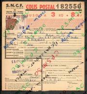 Colis Postaux Bulletin D´expédition 8.60fr 3kg Timbre 2.70fr3 N° 182550 (cachet Gare SNCF SUDOUEST TOULOUSE-MATABIAU GV) - Storia Postale
