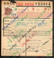 Colis Postaux Bulletin Expédition 8.60fr 3kg Timbre 2.70fr3.0 N° 183414 (cachet Gare SNCF SUDOUEST TOULOUSE-MATABIAU GV) - Brieven & Documenten