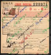 Colis Postaux Bulletin Expédition 8.60fr 3kg Timbre 2.70fr Barré 3.0 N° 228971 (cachet Gare SNCF DIJON-VILLE.3 PLM) - Brieven & Documenten