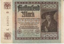 #81c Germany 5000 Marks 2.12.1922 Banknote Currency - 5000 Mark