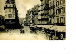 76 TOP LE HAVRE   RUE DE PARIS LL 7 COMMERCES TRAMWAY BELLE ANIMATION 1900 - Stazioni