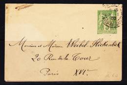 FRANCE ENTIER POSTAL  LETTRE TYPE SAGE 5C VERT OBL 5.01.1902 - Standard Covers & Stamped On Demand (before 1995)