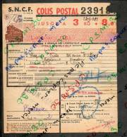 Colis Postaux Bulletin D´expédition 8.60fr 3kg Timbre 2.70fr Barré 3.0 N° 239181 (cachet Gare SNCF LYON-VAISE) - Brieven & Documenten