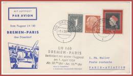 LH 140 BREMEN - PARIS 1959 ( Verso Paris Aviation) - Lettres & Documents