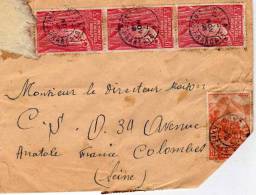 Enveloppe - Afrique Equatoriale Française - 15 Timbres à1f Et 3f - Coupure De L´enveloppe écorne 2 Timbres - Storia Postale