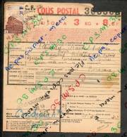 Colis Postaux Bulletin D´expédition 8.60fr 3kg Timbre 2.70fr Barré 3.0 N° 300?? (cachet Gare SNCF PARIS-VAUGIRARD ETAT) - Storia Postale