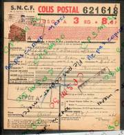 Colis Postaux Bulletin Expédition 8.60fr 3kg Timbre 2.70fr N° 621618 Cachetgare SNCF PARIS CROULEBARBE Dépot A Et SAUMUR - Lettres & Documents