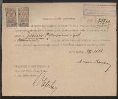 POLAND 1923 GENERAL DUTY 20000MK BF#047 X 2 ON DOCUMENT (POWER OF ATTORNEY) - Revenue Stamps