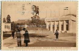 CARTOLINA PIAZZALE MONUMENTO PRINCIPE AMEDEO E PADIGLIONE OPERA NAZIONALE COMBATTENTI TORINO PIEMONTE - Andere Monumente & Gebäude