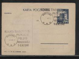 POLAND 1946 CONGRESS OF POLISH SOVIET FRIENDSHIP  COMM CANCEL ON PC - Lettres & Documents