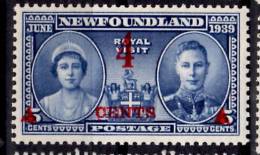 Newfoundland 1939 4 Cent Royal Visit Overprint Issue #251 - 1908-1947