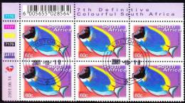 South Africa RSA - 7th Definitive 60c Control Block CTO Dated 2001/06/14 Fish - Ongebruikt