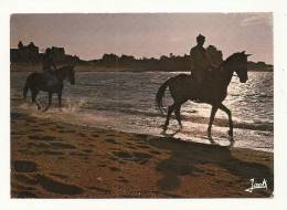 Cp, Animaux, Chevaux, En Bretagne, Promenade Equestre Au Soleil Couchant, Voyagée 1981 - Pferde