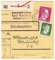 AUSTRIA - WW II. Deutches Reich - Mistelbach An Der Zaya. Paket - Paketkarte, Package - Package Card, Year 1944 - Briefe U. Dokumente