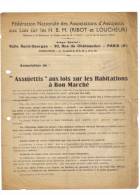 Document De La Fédération Nationale Des Associations D'Assujettis Aux Lois Sur Les HBM, Habitations Bon Marché - Non Classificati
