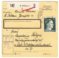 AUSTRIA - WW II. Deutches Reich - St. Pölten. Paket - Paketkarte, Package - Package Card, Year 1944 - Storia Postale