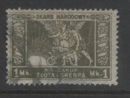 POLAND REVENUE 1920-23 GOLD & SILVER REVENUE 1M OLIVE-GREEN FINE USED - Revenue Stamps