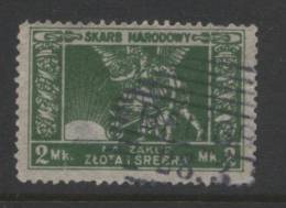 POLAND REVENUE 1920-23 GOLD & SILVER REVENUE 2M GREEN FINE USED - Revenue Stamps