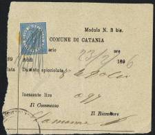 811-Italia 23.2.1896 Storia Postale  Marca Da Bollo Centesimi 1 Comune Di Catania - Fiscale Zegels