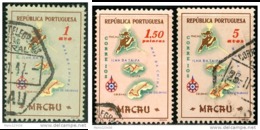 MACAO, COLONIA PORTOGHESE, PORTUGUESE COLONY, MAPPA, 1956, USATI, Scott 383,385,390 - Used Stamps