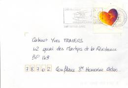 Timbre Seul Sur Lettre N°3218 Coeur Saint Valentin (oblitération Du 15/01/2000) - 1961-....