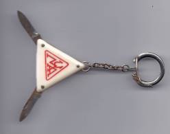 Porte Clef Couteau De Poche  Canif :2 Lames Pliantes Limes Cure Ongle Manche Plastique Pub UMA En Rouge - Armes Blanches