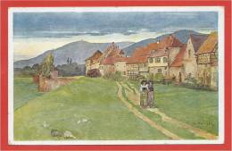 68 - BERGHEIM - Promenade Du Dimanche - Remparts - Carte Signée Charles SPINDLER - Autres & Non Classés