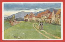 68 - BERGHEIM - Promenade Du Dimanche - Remparts - Carte Signée Charles SPINDLER - Other & Unclassified