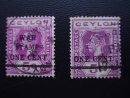 CEYLON 1918 GEORGE V  "WAR STAMP" COLOMBO Govt.Printers Overprint/Surcharge Both USED. - Ceylon (...-1947)