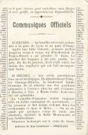 COMMUNIQUES OFFICIELS LA MANIFESTATON DE PARIS GARE DE LYON QUAI D'ORSAY JOURNAL PRESSE EVENEMTN POLITIQUE - Manifestations