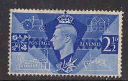 GB 1946 KGV1  2 1/2d ULTRAMARINE PEACE MM STAMP SG 491. ( G846 ) - Nuovi