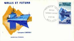 Env. PJ Avec Timbre "Bateau Jacques Cartier" Oblt.  PJ  Mata-Utu 02 Oct. 85 - FDC