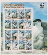 South Georgia 2008 WWF Penguin Miniature Sheet Of 4 Strips Of 4 VFU - Georgias Del Sur (Islas)