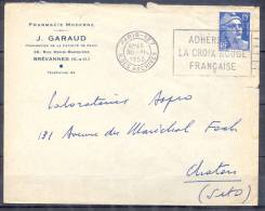 LETTRE Avec Entete  PUBLICITAIRE   De  BREVANNES  Le   30 XI 1953  Timbre   Mne DE GANDON - Rode Kruis