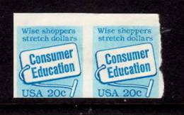 United States 1982 20 Cent Consumer Education Imperf Pair Issue #2005  CV=$100.00 - Varietà, Errori & Curiosità