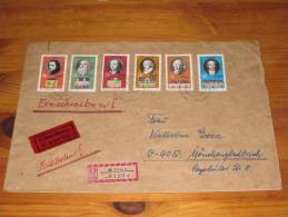 Brief Cover DDR Deutschland Satzbrief Einschreiben Eil Zittau - Mönchengladbach Historische Gedenkstätten In Weimar 1973 - Storia Postale