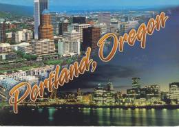 Beautiful View Of Portland, OR; Skyline In The Day And At Night Willamette River - Portland