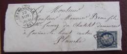 Nov 1850 Y&T 4 Ceres Sur Lettre De Champagnole A Planche Av. Cursive 38 Au Dos ! - 1849-1850 Ceres