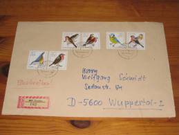 Brief Cover DDR Deutschland Satzbrief Einschreiben Dresden - Wuppertal Heimische Singvögel Vogel Bird Birds Vögel  1979 - Storia Postale